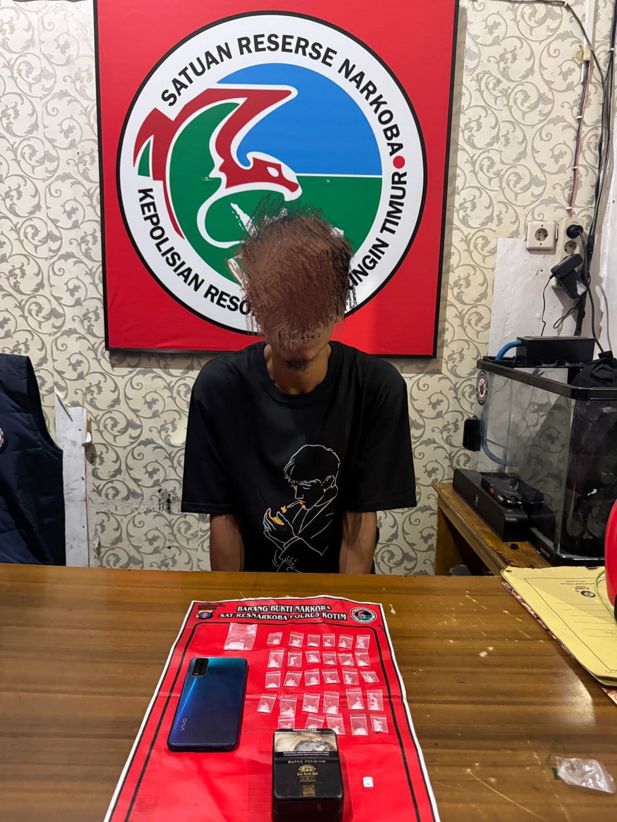 Pria Bersinisial H Tersangka Kasus Narkoba Polres Kotim.(IST)